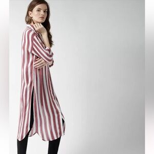 NWT Forever 21 Red, Ivory, Navy Striped Tunic Size M